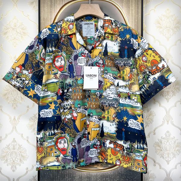 20%SALE アロハシャツ EU製 UABONI Paris ユアボニ 薄手 個性 半袖 スウェッ...