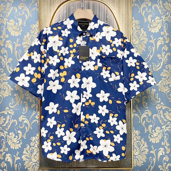 アロハシャツ EU製 christian milada ミラノ発 薄手 速乾 ソフト 総柄 半袖 サ...
