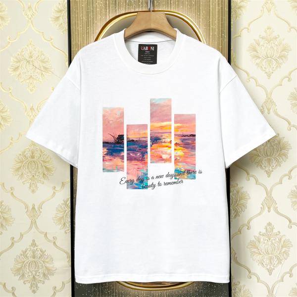 半袖 Tシャツ EU製＆定価2万 UABONI*Paris*ユアボニ*パリ発 上質コットン 個性 ゆ...