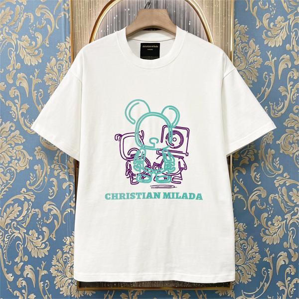 半袖 Tシャツ 定価2万 christian milada ミラノ発 綿100％ 薄手 個性 クマ・...