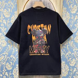 半袖 Tシャツ 定価2万 christian milada ミラノ発 上品 通気 快適 ゆったり 速乾 個性 スウェット ストリート ユニセックス 夏 男女兼用 2色選択可 送料無料