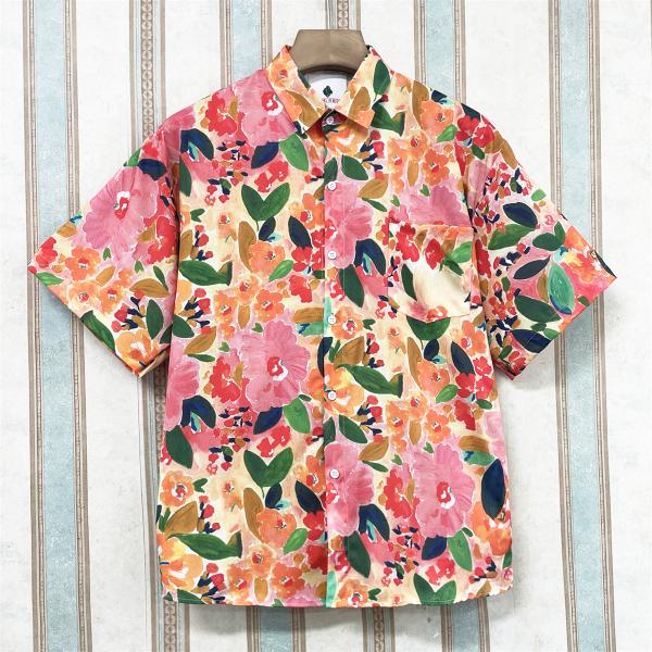 20%SALE アロハシャツ EU製 FRANKLIN MUSK ニューヨーク発 薄手 速乾 花柄 ...