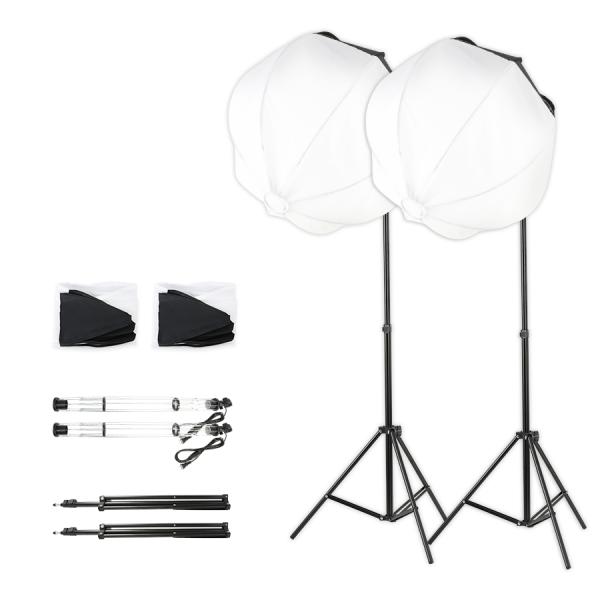 スノーボールボックスライト ランタンライト式 2灯セット ソフトボックスライト・スタンド付 写真撮影...