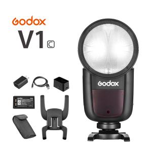 日本公認代理店品 Godox V1-C フラッシュストロボ 76Ws 2.4G TTLラウンドヘッドフラッシュスピードライト 1/8000 HSS 480フルパワーショット