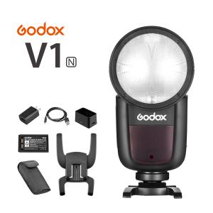 日本公認代理店品 Godox V1-N フラッシュストロボ 76Ws 2.4G TTLラウンドヘッドフラッシュスピードライト 1/8000 HSS 480フルパワーショット