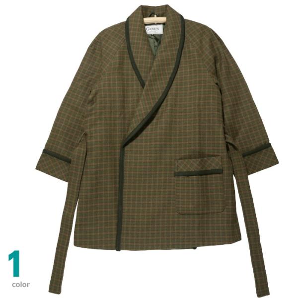 [Ｌサイズ] 紳士 ウールガウン ショート丈タイプ ウール95％ メードライン付き 日本製 総裏地つ...