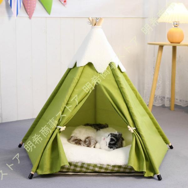 猫テント猫ベッド 猫ハウス 室内テント 猫が喜ぶベッド ペットベッド 犬 ベッド 洗える クッション...