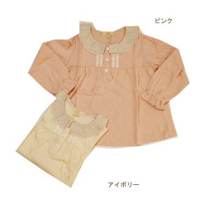 長袖Tシャツ 衿付き レース ロンT 子供服 女の子 リルリ メール便OK TW11｜akitaoutlet