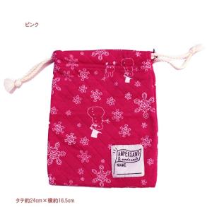完全閉店セール キルト巾着袋 雪だるま柄 ガール...の商品画像