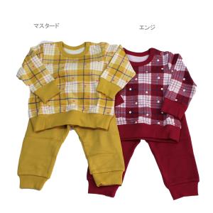 長袖パジャマ チェックとドット柄 子供服 男女 アンパサンド 90cm 70%OFF 90cmまでメール便OK FW74.75