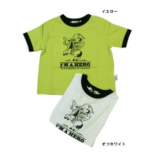 半袖Tシャツ ナポレオン柄 リンガー キッズ ジュニア 子供服 男の子 女の子 メイクユアデイ 80cm 100cm 110cm 120cm 130cm 140cm 60%OFF メール便OK LS121｜akitaoutlet