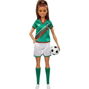 バービー Barbie Soccer Doll Brunette Ponytail Colorful #16 Uniform Soccer Ball Cleatの商品画像