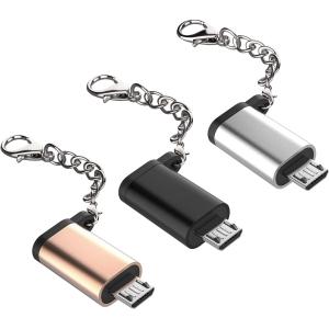 USB Type C to Micro USB 変換アダプター 金 銀 黒 3個セット｜AKROS 懐中電灯 LEDライト キーケース