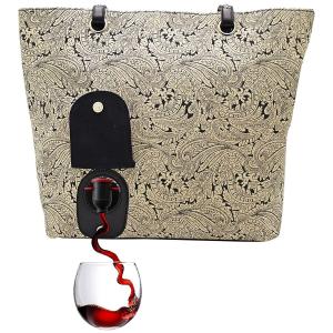 ワインバッグ トートバッグ ドリンクディスペンサーバッグ ポルトヴィーノ ペイズリー 約1.5L ソフトドリンク PortoVino City Wine Tote Paisley Beige/Black｜akt8