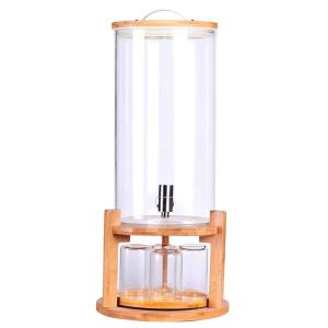 飲料水サーバー ドリンクディスペンサー ビバレッジディスペンサー 飲料ジャー ドリンクバー 約11L ウッド台 Glass Drink Dispenser Wooden Stand 3Gallon｜akt8