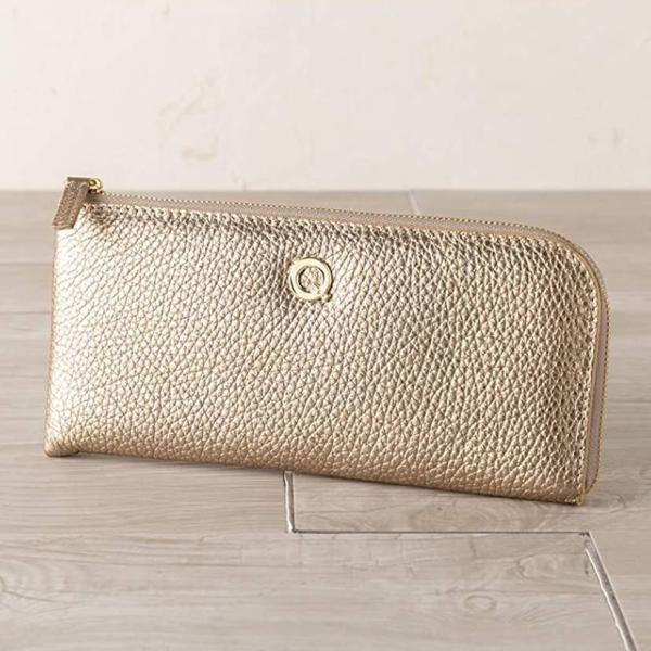 長財布 イタリアンレザー L字ファスナー Rimini-long リミニロング ゴールド レディース...