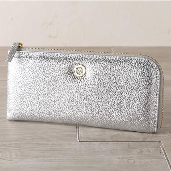 長財布 イタリアンレザー L字ファスナー Rimini-long リミニロング シルバー レディース...