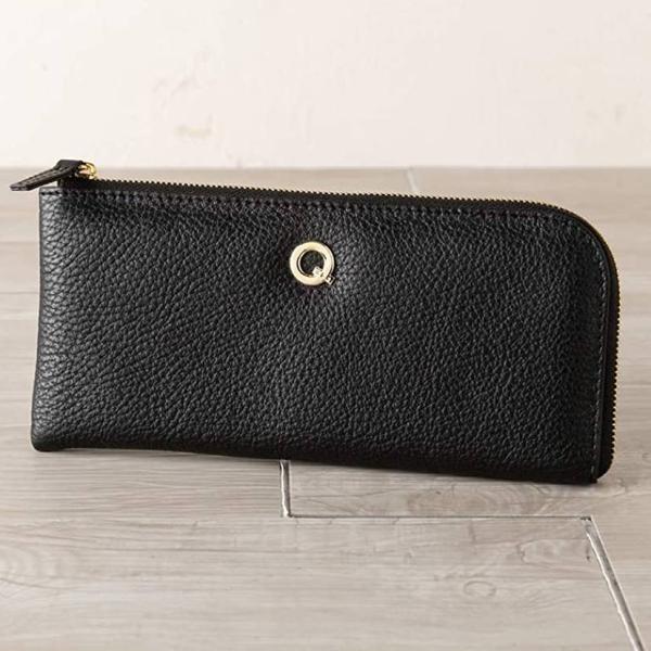 長財布 イタリアンレザー L字ファスナー Rimini-long リミニロング ブラック レディース...