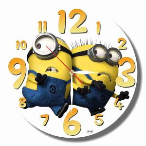ミニオンズ 掛時計 怪盗グルー ディズニーワールド掛時計 ウオールクロック 壁掛け 時計 置き時計 B075xl8ygp ギフト プレゼント ご褒美 Minions かわいい時計 Handmade Wall Art Clock