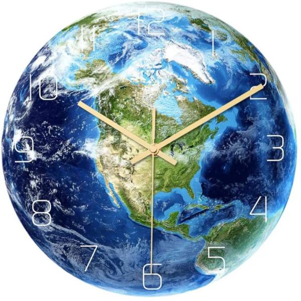 デザイン掛時計 世界地図時計 ウオールクロック 壁掛け 時計 北アメリカ 時計 VOSAREA Lu...