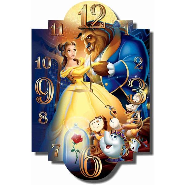 ディズニーワールド掛時計 美女と野獣 ウオールクロック 壁掛け 時計 かわいい時計 クォーツ Dis...