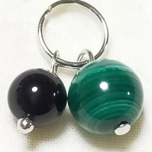 マラカイト 孔雀石 トルコ石ターコイズ 練り 二重丸カン付 ペンダント