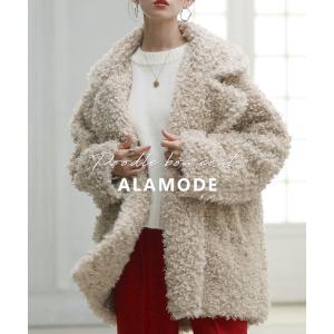 レディース アウター コート 羽織り ブラック 黒 アイボリー ベージュ 長袖 ファー プードルファー 秋服 大人可愛い きれいめ 30代 40代 50代 女性 アラモード