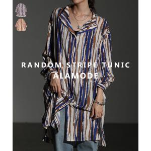 チュニック レディース トップス 長袖 ロング ストライプ モード カジュアル おしゃれ 春 秋 冬 大人可愛い 大人 可愛い 30代 40代 50代 60代 サワアラモード
