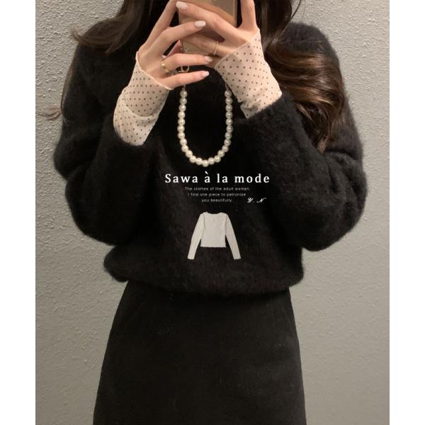 レディース トップス カットソー Tシャツ 長袖 ベージュ チュール ドット柄 水玉 レイヤード 春...