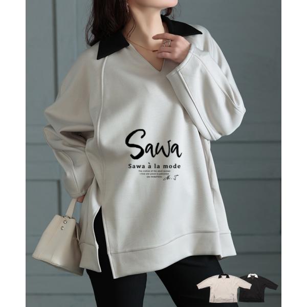 レディース トップス プルオーバー スキッパー 配色 ドルマン ラグラン スリット 黒 ベージュ 大...