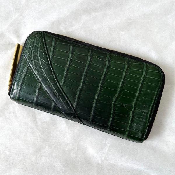 池田工芸　80周年記念　ティラノ クロコダイル 　長財布　王者の緑　【中古】