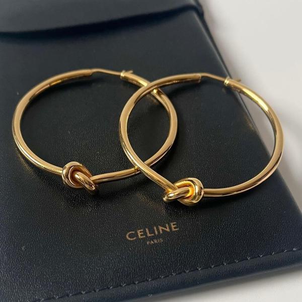 CELINE　セリーヌ　ノット ラージ フープ ピアス　ゴールド　イタリア製　SCA4118　【中古...
