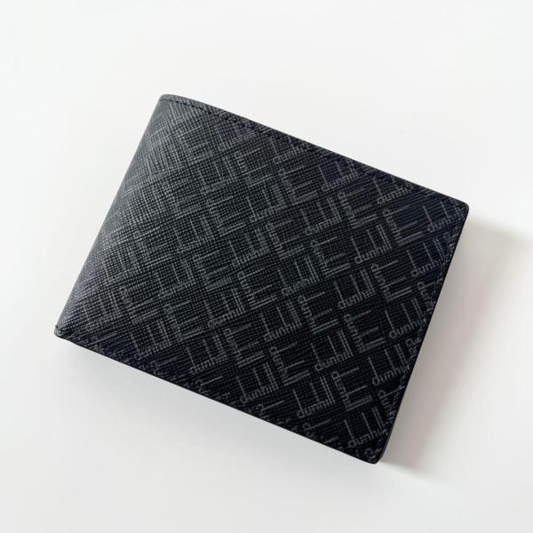 dunhill　ダンヒル　二つ折り財布　シグネチャー　PVC　レザー　ブラック　グレー　メンズ　【中...
