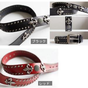スタッズベルト メンズ 本革 百合 ラウンド ...の詳細画像4
