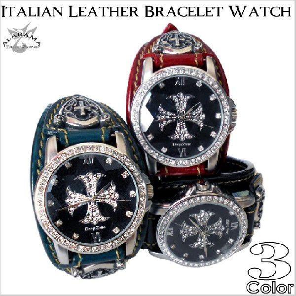 腕時計 メンズ イタリアンレザー革ベルト クロス文字盤 カジュアルウォッチ