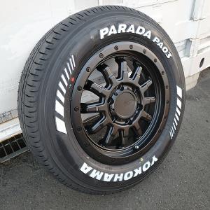 車検対応 ホワイトレター ハイエース レジアスエース 16インチ 新品 タイヤホイールセット YOKOHAMA PARADA PA03 215/65R16 ロックフォース マットブラック｜aladdin-wheels