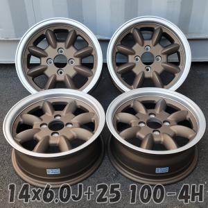 14 x 6J +25 PCD100 4H 4穴 新品 ホイール 4本セット 14インチ 6.0J pcd 100 7j マットサンドブロンズ レーシング 軽自動車 軽四 ドリフト WR110-BR｜aladdin-wheels