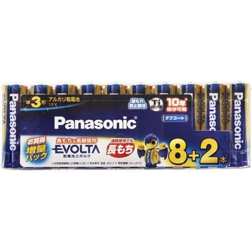送料無料 Panasonic パナソニック アルカリ乾電池 EVOLTA(エボルタ) 単3形 8+2...