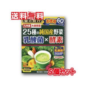 金の青汁25種の純国産野菜 乳酸菌×酵素 3.5g×60包 3個セット 日本薬健 