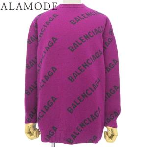 BALENCIAGA (バレンシアガ) ロゴジャガードニットセーター パープル 