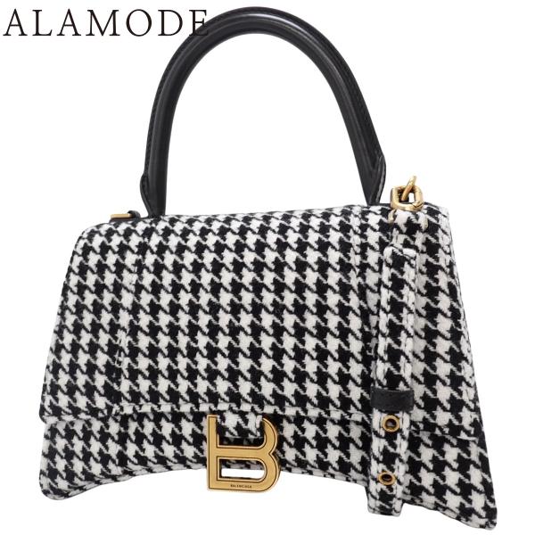 BALENCIAGA(バレンシアガ) アワーグラス トップハンドル バッグ 千鳥柄 ツイード レザー...