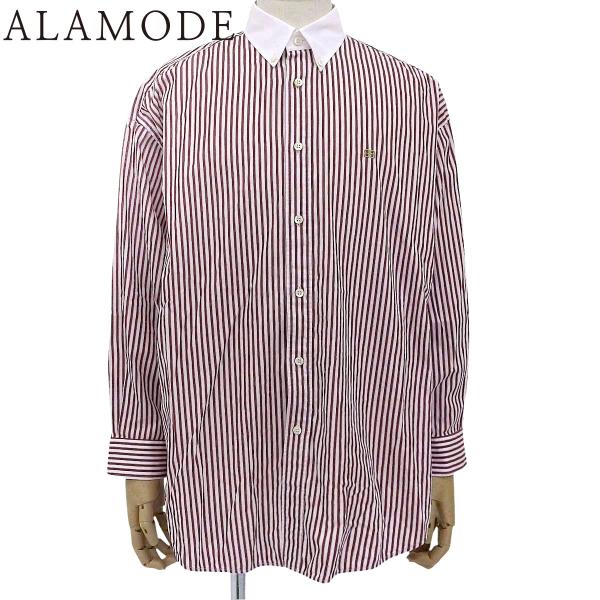 バレンシアガ ストライプ ロゴ刺繍 オーバーサイズシャツ ブラウス アパレル 長袖 36 ホワイト白...