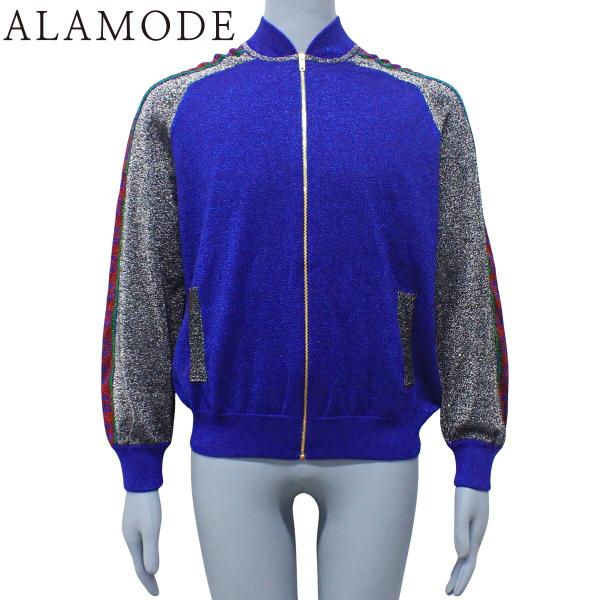 GUCCI(グッチ) ジップブルゾン トップス 衣類 ファッション ラメ M ウール ナイロン ブル...