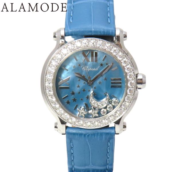 ショパール ハッピースポーツ ハッピームーン 278475-2001 WG/SS/革 シェル文字盤 ...