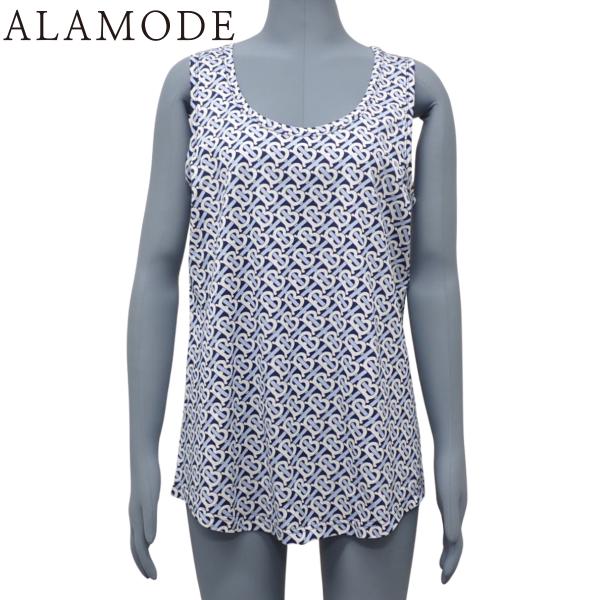 バーバリー ロゴ タンクトップ キャミソール TBロゴ 総柄 トップス S コットン ホワイト白 ブ...