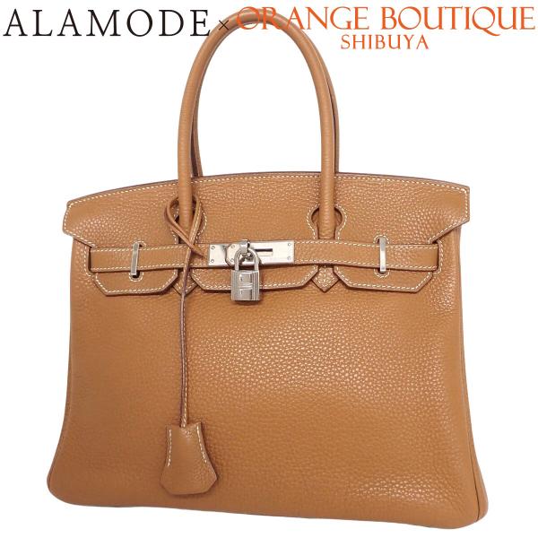 HERMES(エルメス) バーキン30 ゴールド ブラウン茶 トゴ シルバー金具 □K刻印 ハンドバ...