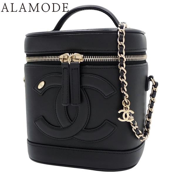 CHANEL(シャネル) ココマーク バニティバッグ 2WAY チェーンショルダー ラム ブラック黒...