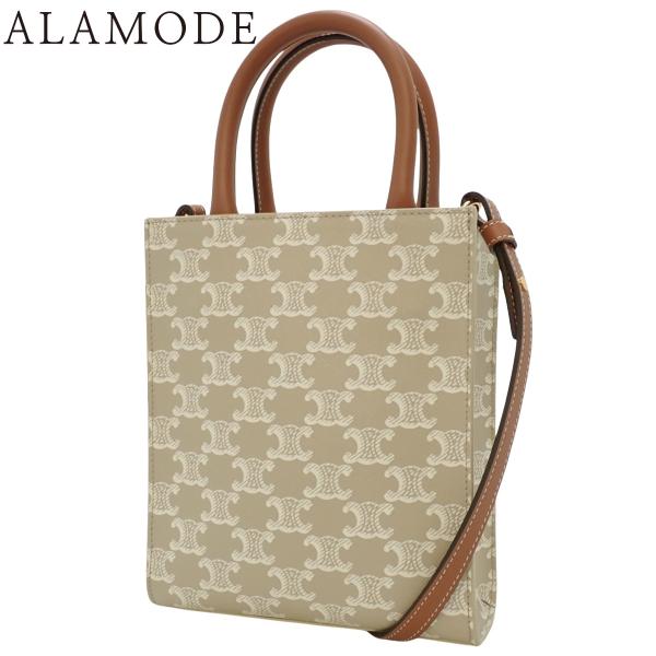 CELINE(セリーヌ) ミニ バーティカルカバ ハンドバッグ カーフ トリオンフ ベージュ ブラウ...