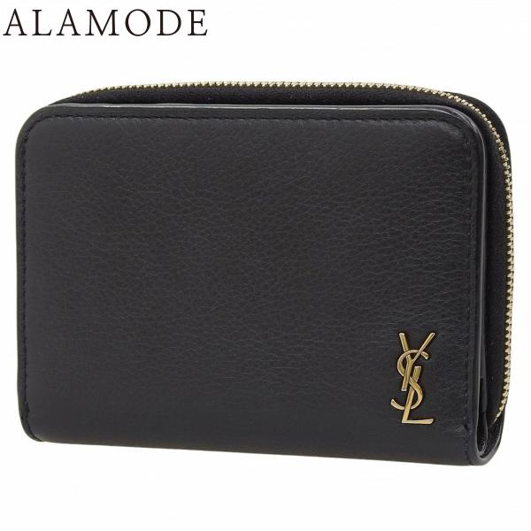 サンローランパリ タイニーモノグラム 2つ折り財布 コンパクトウォレット レザー ブラック黒 GUE...