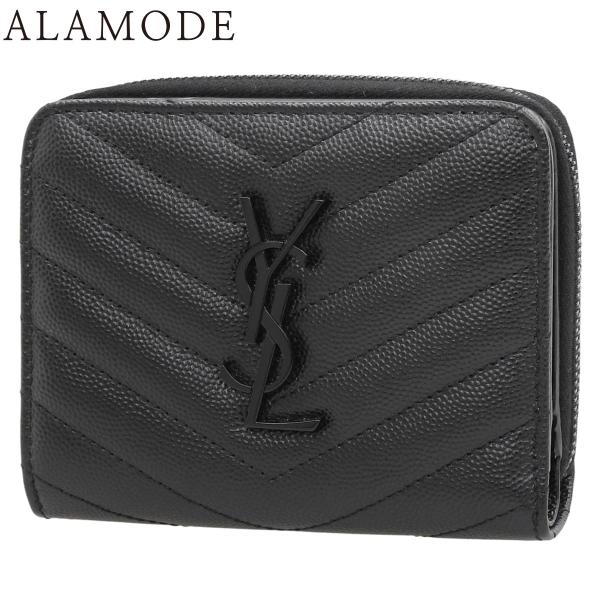 サンローランパリ モノグラム コンパクト ジップアラウンド ウォレット コンパクトウォレット 黒 B...